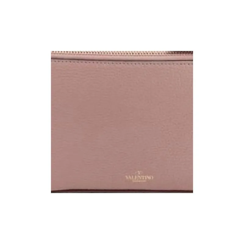 Valentino Rockstud Grained Calfskin One Shoulder Crossbody Clutches Women's Beige Pink-4