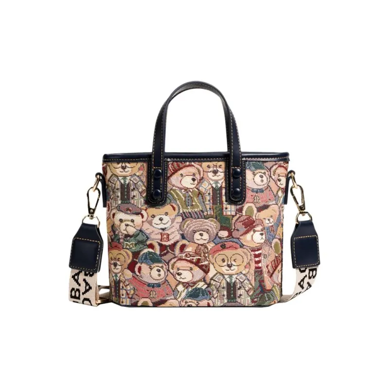 North Pack Canvas Bag, Shoulder Bag, Crossbody Bag, Handbag Women's Navy Blue/Brown-0