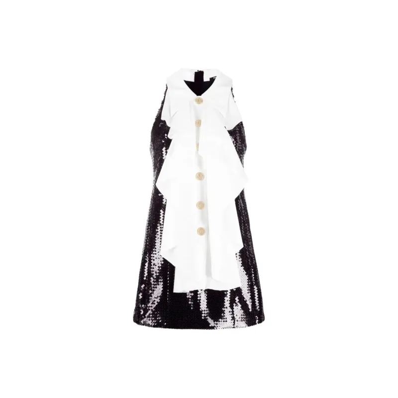 BALMAIN Ruffle panel Sequinned Minidress-0