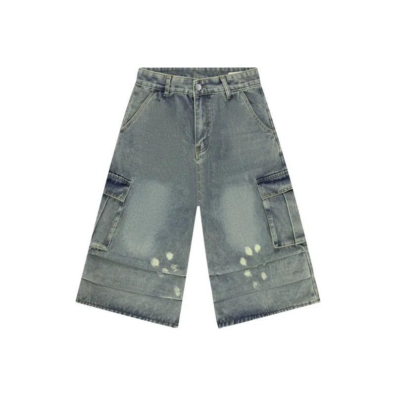 AWAO Denim Shorts Unisex Vintage Blue-0