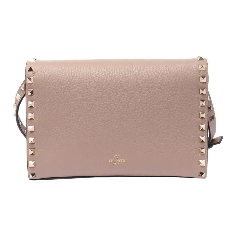 Valentino Rockstud Calfskin Shoulder Bag Trumpets Women's Nude-2