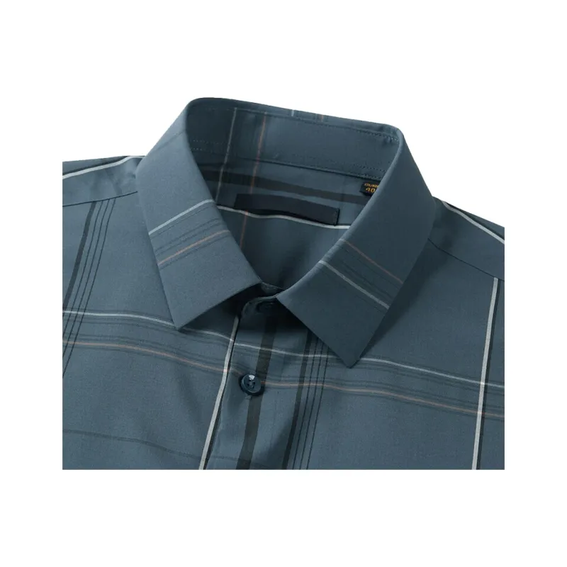 ARTSDON Shirts Men Blue Gray Plaid-2
