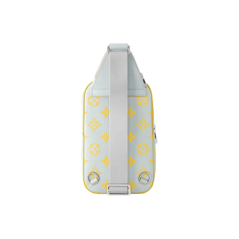 LOUIS VUITTON Avenue Coated Canvas Sling Bag Men's Gray & Yellow-2