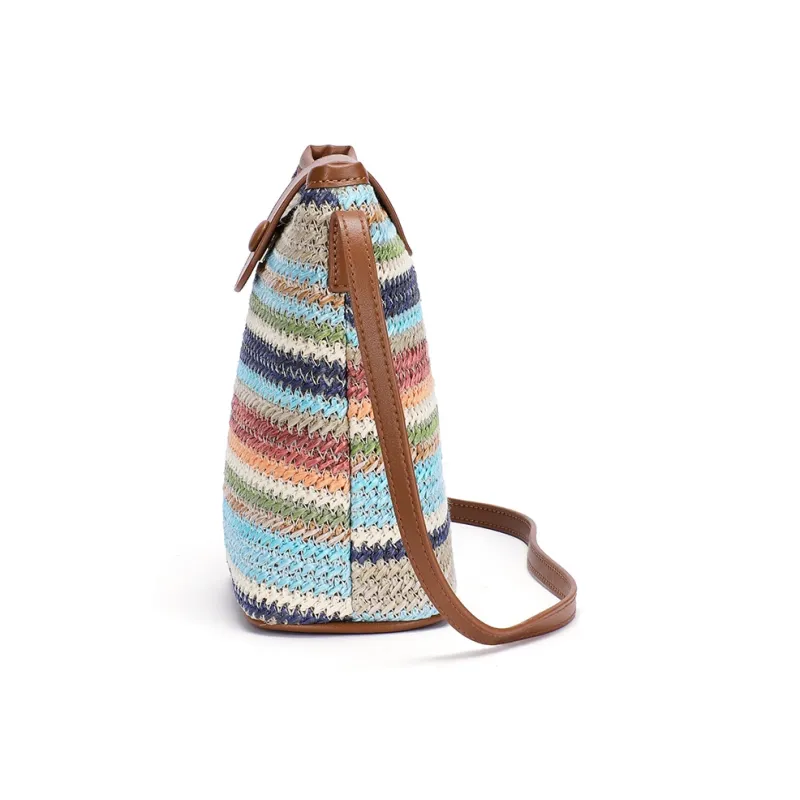 RED DRAGONFLY Fabric, Synthetic Leather Woven Small Bag Trumpets Women's Rainbow-2