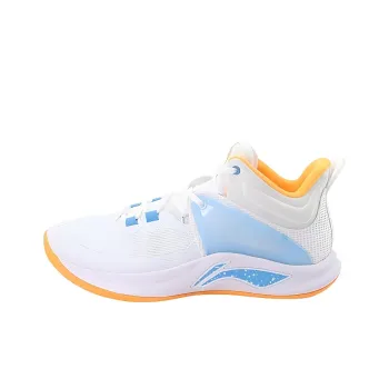 LiNing Flashing Cushioning Anti Slip And Wear Resistant Mid Top Basketball Shoes Men's White Blue