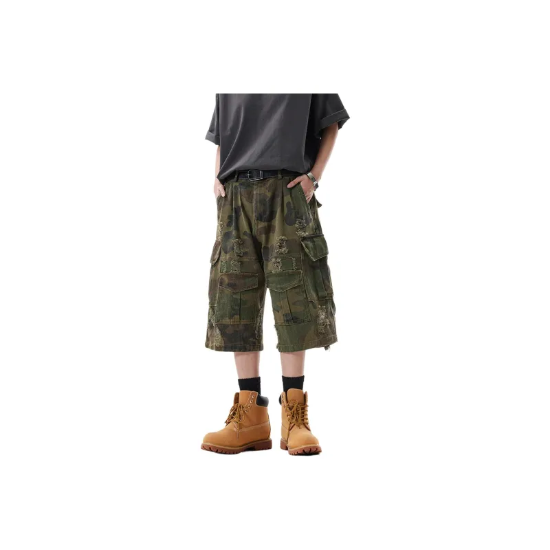 UNA RETA Cargo Shorts Unisex Army Green-0