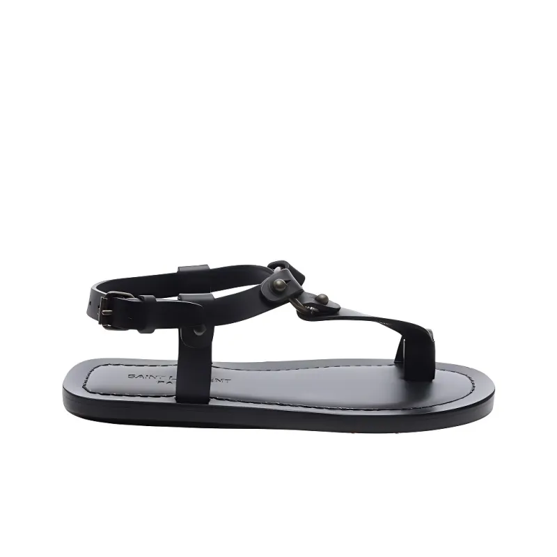 SAINT LAURENT Nu Pieds One Strap Sandals Women's Black-1