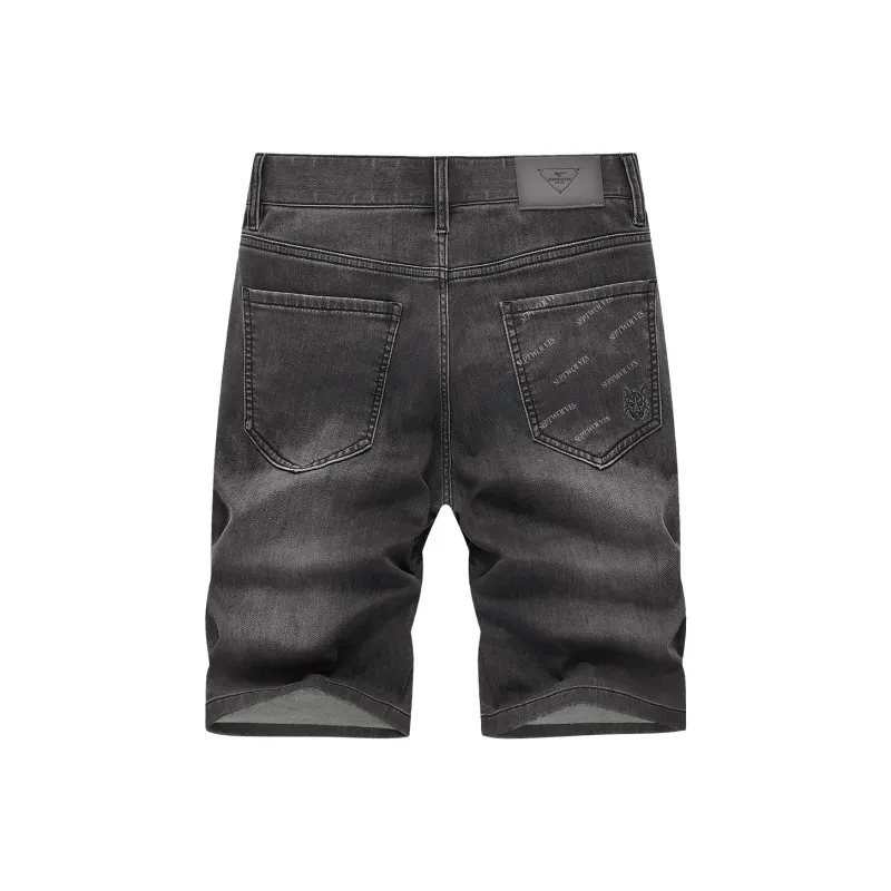 SEPTWOLVES Denim Shorts Unisex Black Gray Color-1