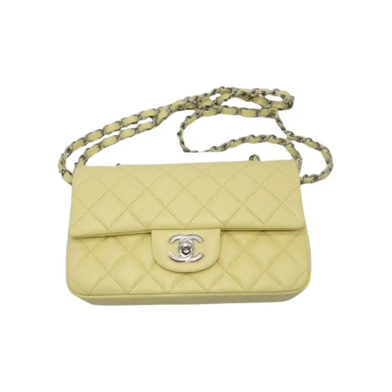 CHANEL Lambskin Shoulder Bag, Crossbody Bag Mini Women's Yellow-0