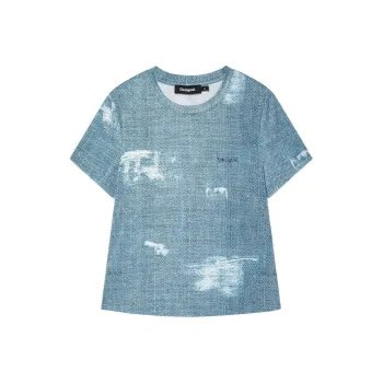 Desigual T Shirts Women's Blue With Print
