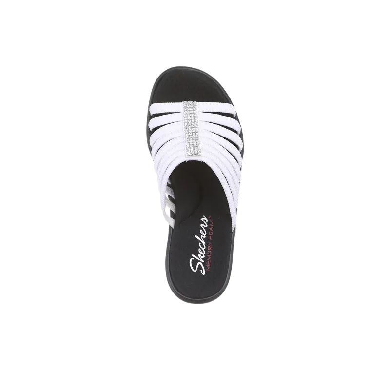 Skechers Foam Sole Quick Dry Slide Slippers Women's Black White-5