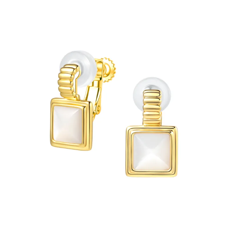 BABYBEI Mother Of Pearl Clip On Earrings Women's-3