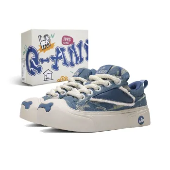 Q AND Slip Resistant Height Increasing Low Top Skateboard Shoes Women's Blue