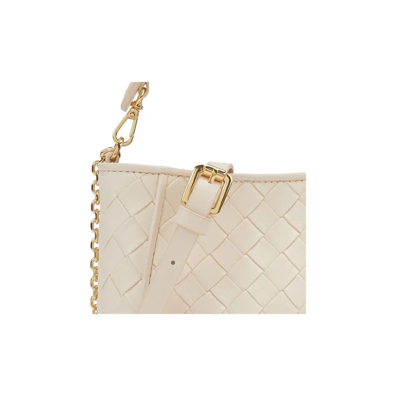 ELLE Synthetic Leather One Shoulder Handbag Women's White/Light Yellow-4