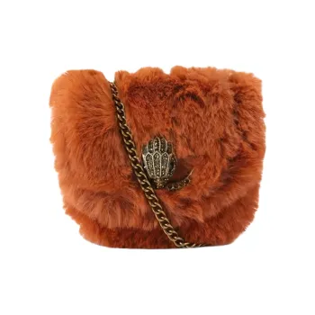 Kurt Geiger London Faux Fur Saddle Bag Shoulder Bag Crossbody Bag Women's Medium Brown