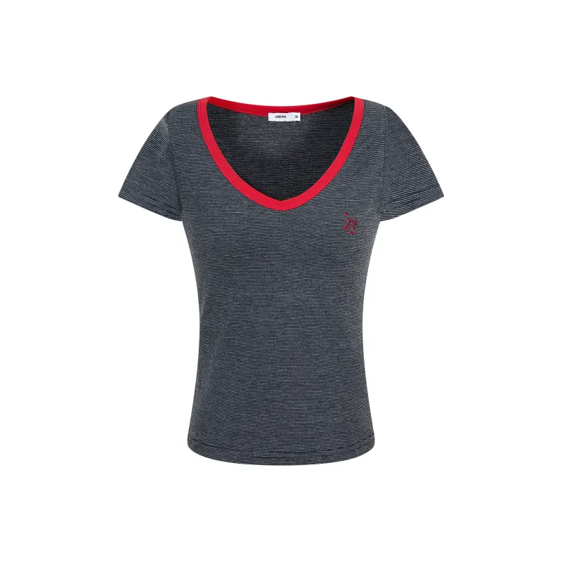 YINLEI T Shirts Women's Gray Stripes-0