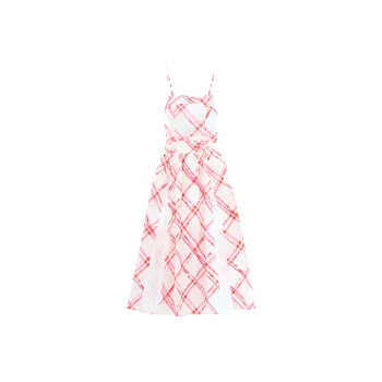 ZAZN Sleeveless Dresses Women's Cherry Red Plaid