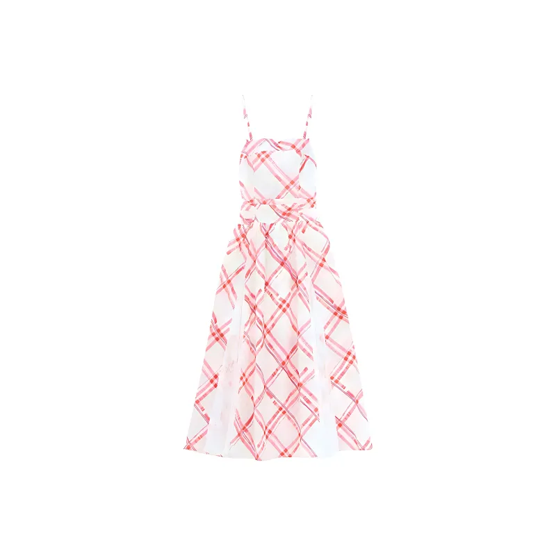 ZAZN Sleeveless Dresses Women's Cherry Red Plaid-0
