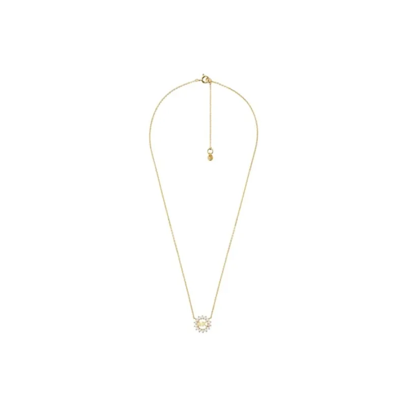 MICHAEL KORS Sterling Silver, 14K Gold Plated, Cubic Zirconia Necklaces Unisex Gold-1