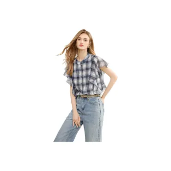 TOUCH Shirts Women's Black Gray Plaid