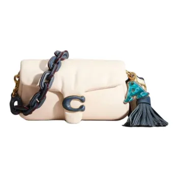 COACH Pillow Tabby Leather Shoulder Bag Women's Chalk