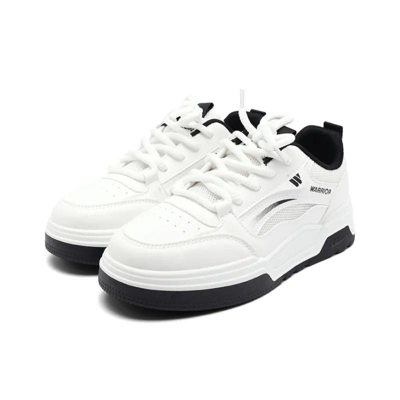 Warrior Slip Resistant, Abrasion Resistant, Breathable Low Top Skateboard Shoes Women's White Black-2