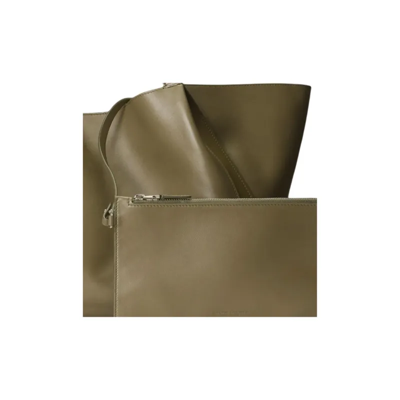Polo Ralph Lauren Cow Leather Tote Bag, Shopping Bag, Shoulder Bag Women's Sage Green-3