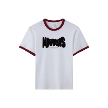 FAIRWHALE T Shirts Women's White & Burgundy