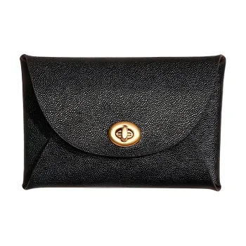 COACH Pouch Pebbled Leather Handbag Clutch Coin Purse Medium Size Women's Black
