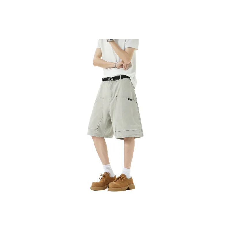 TELENT Denim Shorts Unisex Light Gray-0