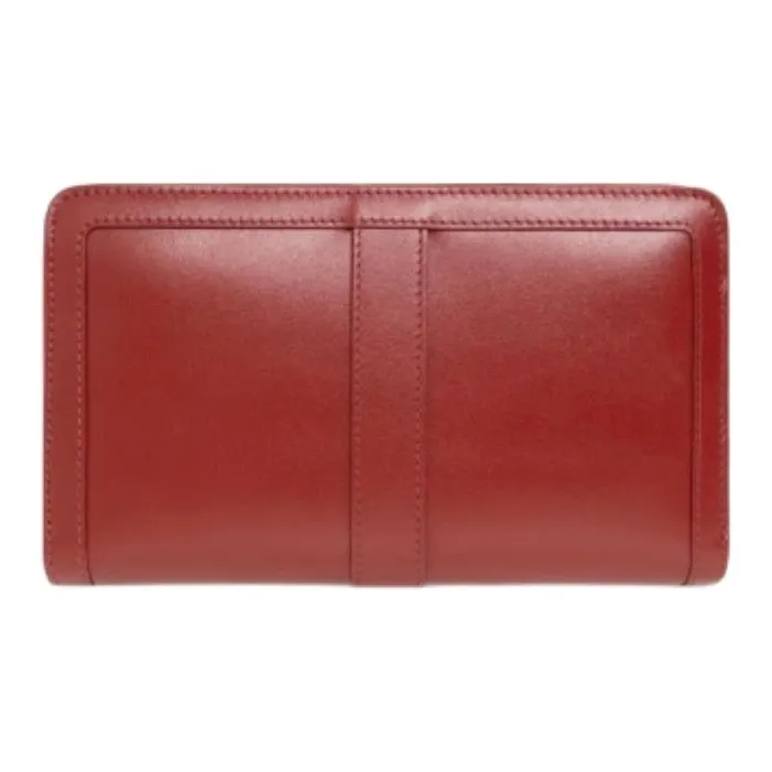 VERSACE Calfskin Wallet Women's Red-1