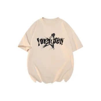 FONDLOOK T-Shirts Unisex Light Beige Apricot
