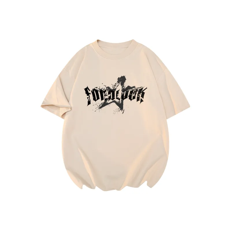FONDLOOK T-Shirts Unisex Light Beige Apricot-0