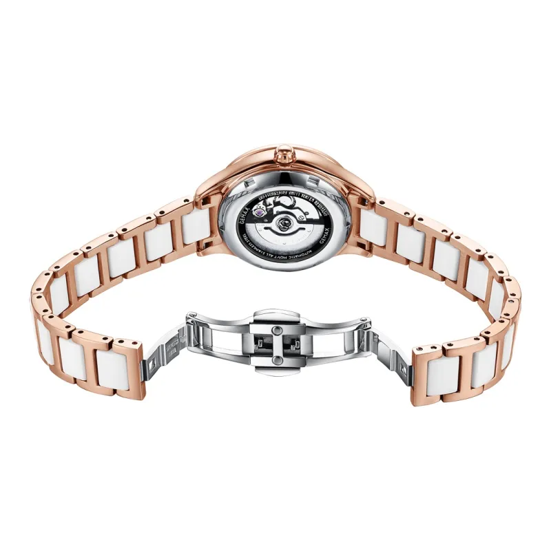 GEMAX Wrist Watch Automatic Mechanical Movement Ceramic Strap Watch Women's Watch Mother of Pearl Color Watch Dial-6
