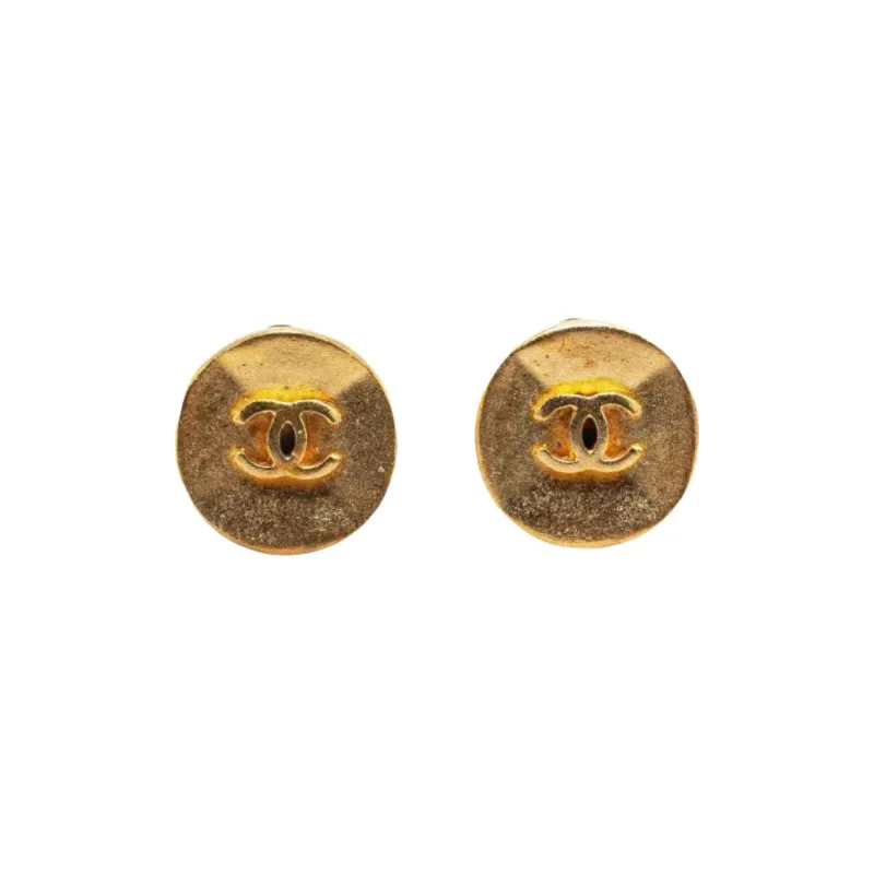 CHANEL 1998 Plated Cc Clip On Earrings Costume Earrings-0