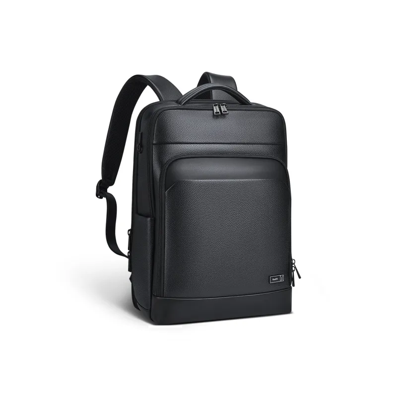 WilliamPOLO Cow Leather Travel Business Backpack Regular Men's Black-1