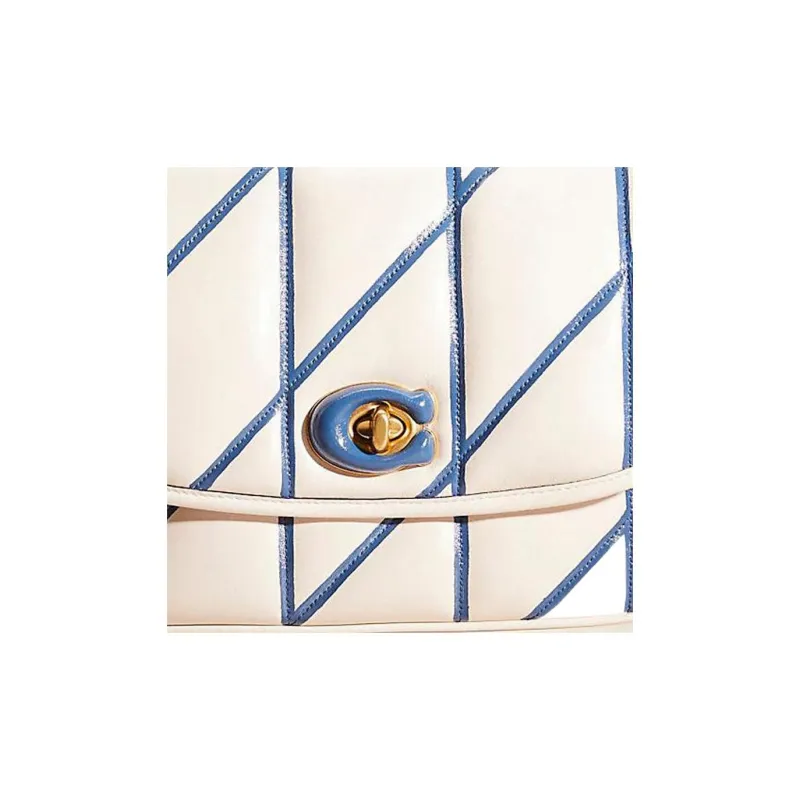COACH Pillow Madison Leather Pillow Bag Handbag, Shoulder Bag Women's White & Blue-2