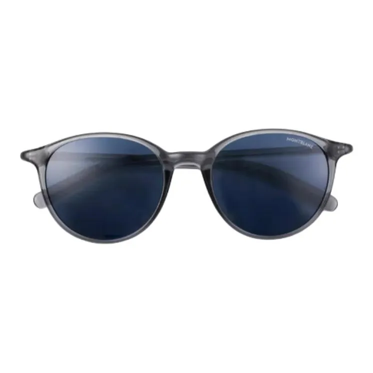 MONTBLANC Plate Frame Round Sunglasses Men's Gray-1