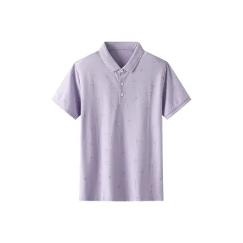 ARTSDON Polo Shirts Men Light Purple Pattern