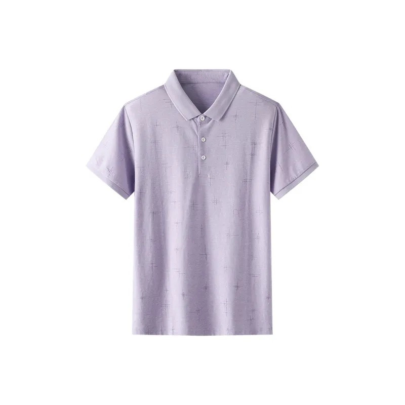 ARTSDON Polo Shirts Men Light Purple Pattern-0