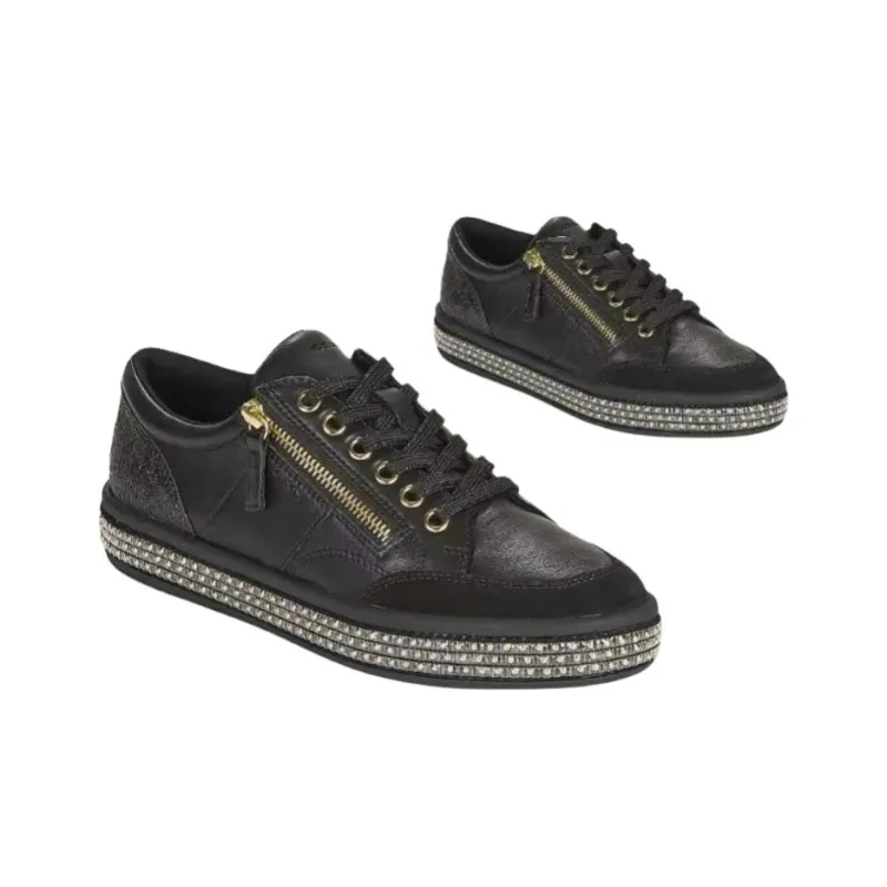GEOX DLEELU Low Top Skateboard Shoes Women's Black-2
