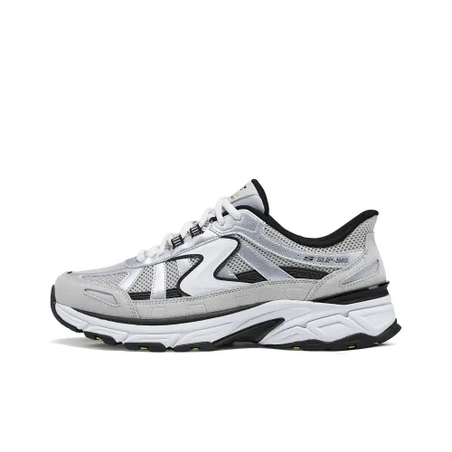 Skechers Silver Wing Anti Slip Wear Resistant Low Top Chunky Sneakers Unisex Silver Gray