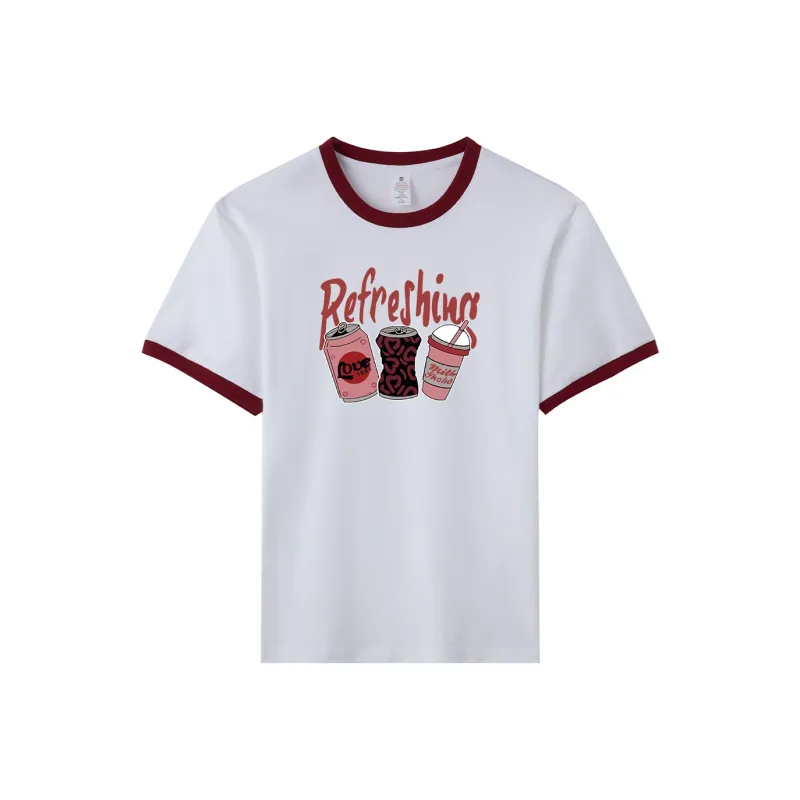 FAIRWHALE T Shirts Women's White & Burgundy-0
