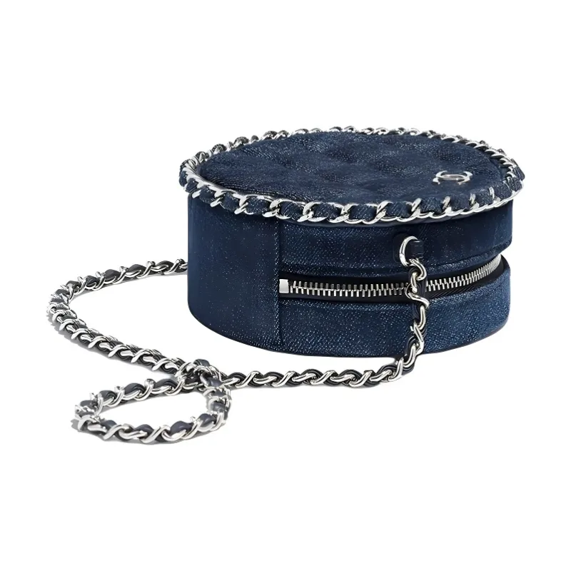 CHANEL 19Bag Denim Fabric Chain Bag, Shoulder Bag Women's Blue-2