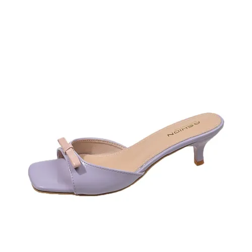 AJPAP Rubber Sole Leather Patchwork Slide Slippers Women's