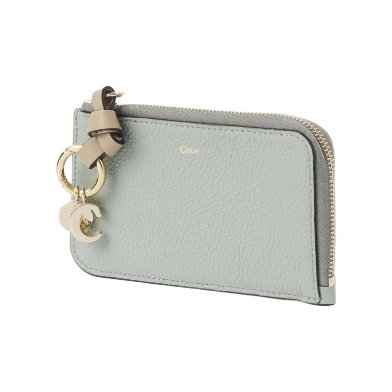 Chloe Alphabet Calfskin Wallet Women's Blue Green-1