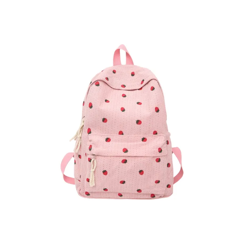 Meow In The Grass Corduroy Backpack Women's Black/White/Light Pink/Dark Pink/Green/Coffee-12