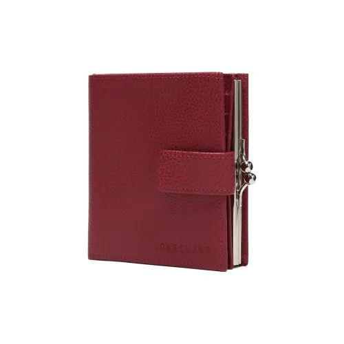 LONGCHAMP Le Foulonné Cow Leather Wallet Women's Beetroot Red
