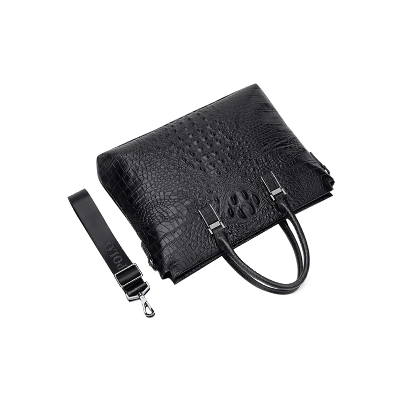 POLO Cow Leather Briefcase Tubas Men's Black-3