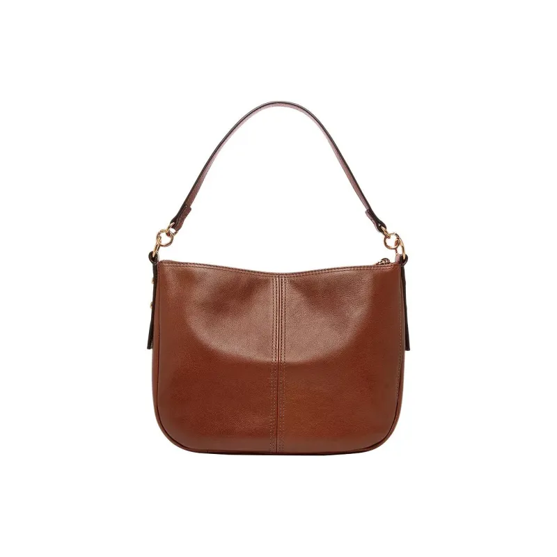 FOSSIL Leather Crossbody Handbag Women's Brown-2